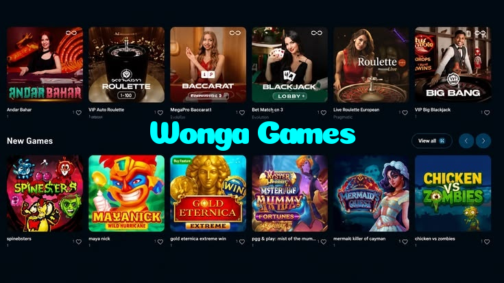 Wonga Games casino presented on mobile device in Pakistan with slots and live games